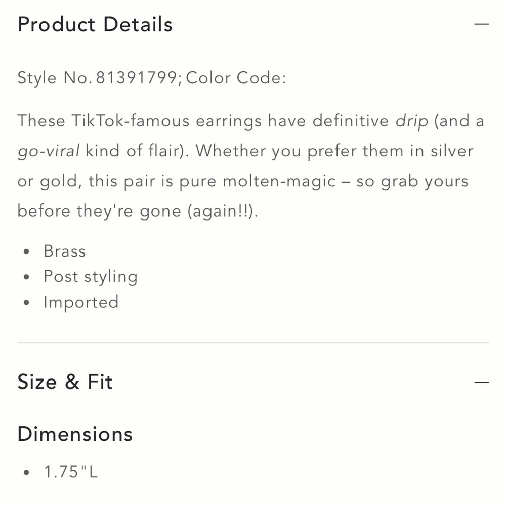 Anthropologie Petra Hoop Earrings in Gold, with original tags - Picture 5 of 5